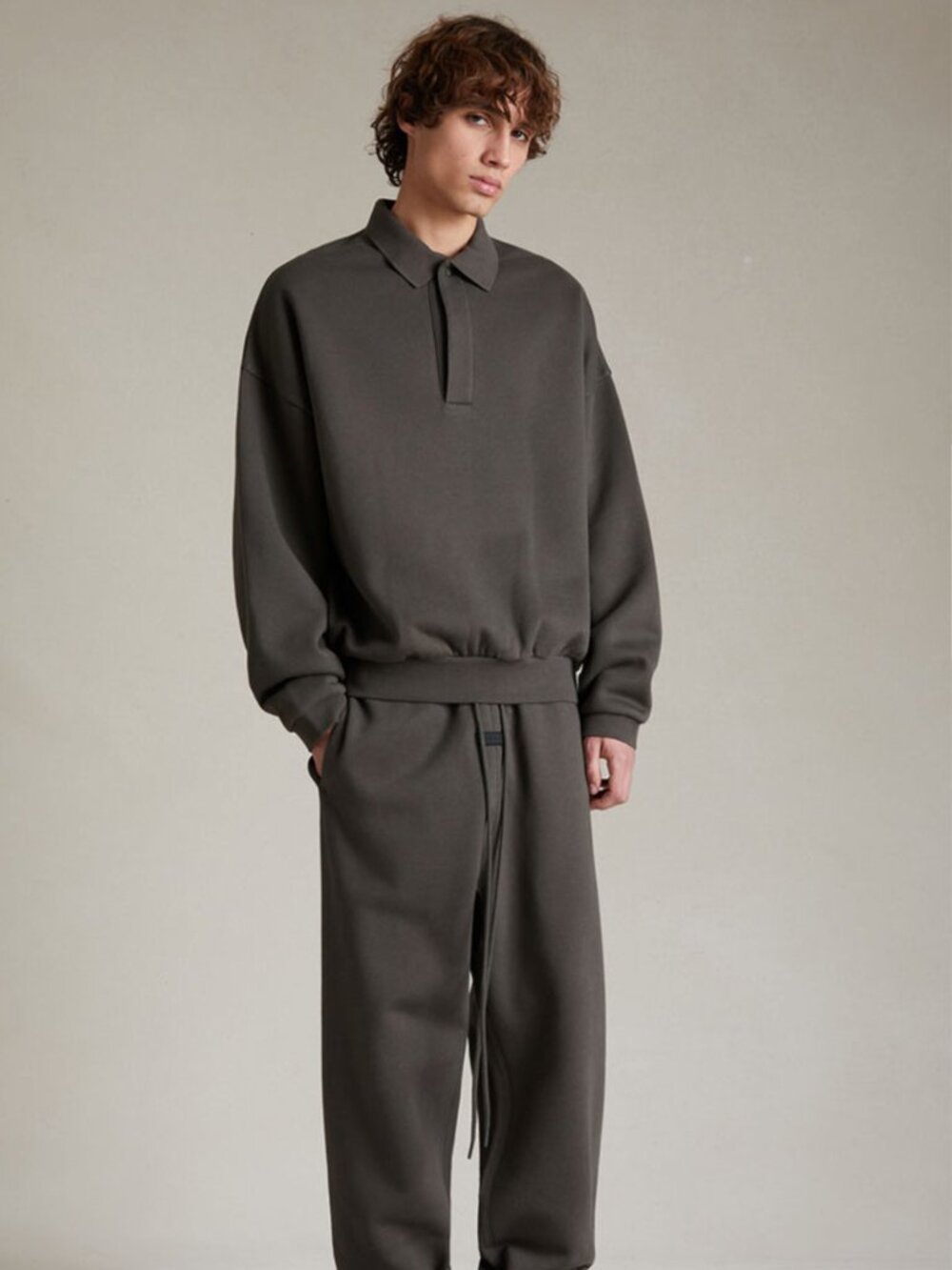 Fear of God Essentials Mens Long Sleeve Polo in Ink Size Small - Picture 2 of 11